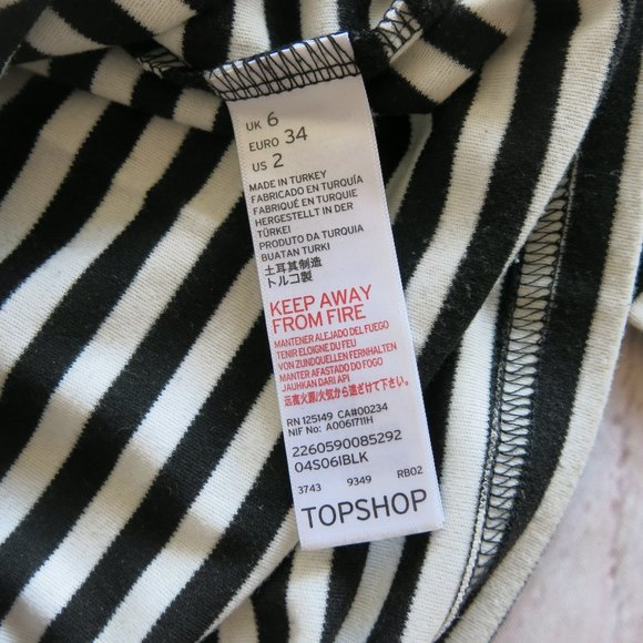 Topshop Black White Stripe Long Sleeve Sweater Top - Size 2 US/ 6 UK/ 34 EUR - Picture 6 of 6